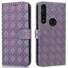 For Motorola Moto G8 Power/G8 Power US Version Embossed Big Small Concentric Squares Pattern Horizontal Flip Leather Case with Card Slot & Holder & Wallet(Purple) - 1