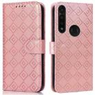 For Motorola Moto G8 Power/G8 Power US Version Embossed Big Small Concentric Squares Pattern Horizontal Flip Leather Case with Card Slot & Holder & Wallet(Pink) - 1