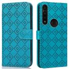 For Motorola Moto G8 Power/G8 Power US Version Embossed Big Small Concentric Squares Pattern Horizontal Flip Leather Case with Card Slot & Holder & Wallet(Blue) - 1