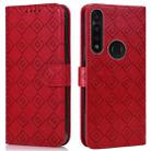 For Motorola Moto G8 Power/G8 Power US Version Embossed Big Small Concentric Squares Pattern Horizontal Flip Leather Case with Card Slot & Holder & Wallet(Red) - 1