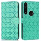 For Motorola Moto G8 Power/G8 Power US Version Embossed Big Small Concentric Squares Pattern Horizontal Flip Leather Case with Card Slot & Holder & Wallet(Green) - 1