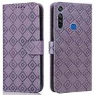 For Motorola Moto G8 / G Fast Embossed Big Small Concentric Squares Pattern Horizontal Flip Leather Case with Card Slot & Holder & Wallet(Purple) - 1