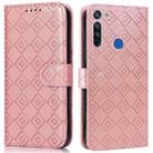 For Motorola Moto G8 / G Fast Embossed Big Small Concentric Squares Pattern Horizontal Flip Leather Case with Card Slot & Holder & Wallet(Pink) - 1