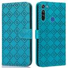 For Motorola Moto G8 / G Fast Embossed Big Small Concentric Squares Pattern Horizontal Flip Leather Case with Card Slot & Holder & Wallet(Blue) - 1
