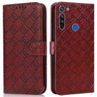 For Motorola Moto G8 / G Fast Embossed Big Small Concentric Squares Pattern Horizontal Flip Leather Case with Card Slot & Holder & Wallet(Brown) - 1