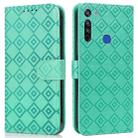 For Motorola Moto G8 / G Fast Embossed Big Small Concentric Squares Pattern Horizontal Flip Leather Case with Card Slot & Holder & Wallet(Green) - 1