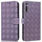 For Motorola Moto G8 Play / One Macro Embossed Big Small Concentric Squares Pattern Horizontal Flip Leather Case with Card Slot & Holder & Wallet(Purple) - 1