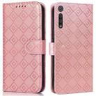 For Motorola Moto G8 Play / One Macro Embossed Big Small Concentric Squares Pattern Horizontal Flip Leather Case with Card Slot & Holder & Wallet(Pink) - 1