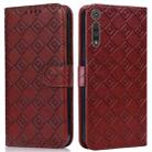 For Motorola Moto G8 Play / One Macro Embossed Big Small Concentric Squares Pattern Horizontal Flip Leather Case with Card Slot & Holder & Wallet(Brown) - 1