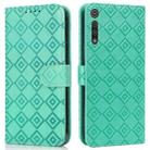 For Motorola Moto G8 Play / One Macro Embossed Big Small Concentric Squares Pattern Horizontal Flip Leather Case with Card Slot & Holder & Wallet(Green) - 1