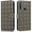 For Motorola Moto G8 Power Lite Embossed Big Small Concentric Squares Pattern Horizontal Flip Leather Case with Card Slot & Holder & Wallet(Grey) - 1