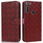 For Motorola Moto G8 Power Lite Embossed Big Small Concentric Squares Pattern Horizontal Flip Leather Case with Card Slot & Holder & Wallet(Brown) - 1