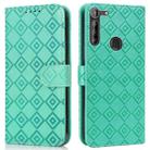 For Motorola Moto G8 Power Lite Embossed Big Small Concentric Squares Pattern Horizontal Flip Leather Case with Card Slot & Holder & Wallet(Green) - 1