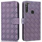 For Motorola Moto G8 Power EU Version Embossed Big Small Concentric Squares Pattern Horizontal Flip Leather Case with Card Slot & Holder & Wallet(Purple) - 1