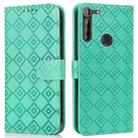 For Motorola Moto G8 Power EU Version Embossed Big Small Concentric Squares Pattern Horizontal Flip Leather Case with Card Slot & Holder & Wallet(Green) - 1