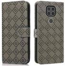 For Motorola Moto G9 / G9 Play / E7 Plus Embossed Big Small Concentric Squares Pattern Horizontal Flip Leather Case with Card Slot & Holder & Wallet(Grey) - 1