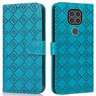 For Motorola Moto G9 / G9 Play / E7 Plus Embossed Big Small Concentric Squares Pattern Horizontal Flip Leather Case with Card Slot & Holder & Wallet(Blue) - 1