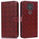 For Motorola Moto G9 / G9 Play / E7 Plus Embossed Big Small Concentric Squares Pattern Horizontal Flip Leather Case with Card Slot & Holder & Wallet(Brown) - 1