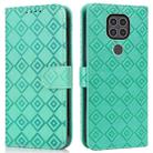 For Motorola Moto G9 / G9 Play / E7 Plus Embossed Big Small Concentric Squares Pattern Horizontal Flip Leather Case with Card Slot & Holder & Wallet(Green) - 1