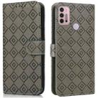 For Motorola Moto G10 / G20 / G30 Embossed Big Small Concentric Squares Pattern Horizontal Flip Leather Case with Card Slot & Holder & Wallet(Grey) - 1