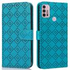 For Motorola Moto G10 / G20 / G30 Embossed Big Small Concentric Squares Pattern Horizontal Flip Leather Case with Card Slot & Holder & Wallet(Blue) - 1