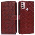 For Motorola Moto G10 / G20 / G30 Embossed Big Small Concentric Squares Pattern Horizontal Flip Leather Case with Card Slot & Holder & Wallet(Brown) - 1