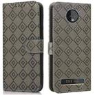 For Motorola Moto Z3 / Z3 Play Embossed Big Small Concentric Squares Pattern Horizontal Flip Leather Case with Card Slot & Holder & Wallet(Grey) - 1