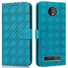 For Motorola Moto Z3 / Z3 Play Embossed Big Small Concentric Squares Pattern Horizontal Flip Leather Case with Card Slot & Holder & Wallet(Blue) - 1