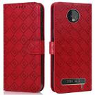 For Motorola Moto Z3 / Z3 Play Embossed Big Small Concentric Squares Pattern Horizontal Flip Leather Case with Card Slot & Holder & Wallet(Red) - 1