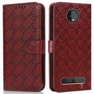 For Motorola Moto Z3 / Z3 Play Embossed Big Small Concentric Squares Pattern Horizontal Flip Leather Case with Card Slot & Holder & Wallet(Brown) - 1