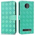 For Motorola Moto Z3 / Z3 Play Embossed Big Small Concentric Squares Pattern Horizontal Flip Leather Case with Card Slot & Holder & Wallet(Green) - 1