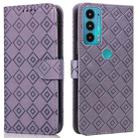 For Motorola Edge 20 Embossed Big Small Concentric Squares Pattern Horizontal Flip Leather Case with Card Slot & Holder & Wallet(Purple) - 1