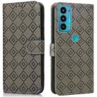 For Motorola Edge 20 Embossed Big Small Concentric Squares Pattern Horizontal Flip Leather Case with Card Slot & Holder & Wallet(Grey) - 1