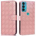 For Motorola Edge 20 Embossed Big Small Concentric Squares Pattern Horizontal Flip Leather Case with Card Slot & Holder & Wallet(Pink) - 1