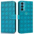 For Motorola Edge 20 Embossed Big Small Concentric Squares Pattern Horizontal Flip Leather Case with Card Slot & Holder & Wallet(Blue) - 1