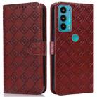 For Motorola Edge 20 Embossed Big Small Concentric Squares Pattern Horizontal Flip Leather Case with Card Slot & Holder & Wallet(Brown) - 1