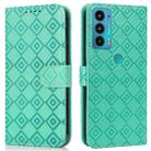 For Motorola Edge 20 Embossed Big Small Concentric Squares Pattern Horizontal Flip Leather Case with Card Slot & Holder & Wallet(Green) - 1