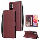 For Xiaomi Redmi Note 10 5G Multifunctional Horizontal Flip Leather Case, with Three Card Slot & Holder & Photo Frame & Lanyard(Red Wine) - 1
