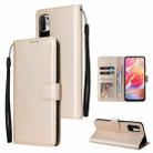 For Xiaomi Redmi Note 10 5G Multifunctional Horizontal Flip Leather Case, with Three Card Slot & Holder & Photo Frame & Lanyard(Tyrant Gold) - 1