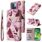 For iPhone 13 mini Marble Bronzing Stitching Horizontal Flip PU Leather Case with Holder & Card Slots & Wallet & Photo Frame (Purple) - 1