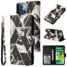 For iPhone 13 Marble Bronzing Stitching Horizontal Flip PU Leather Case with Holder & Card Slots & Wallet & Photo Frame(Black) - 1