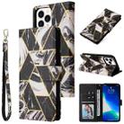 For iPhone 13 Pro Marble Bronzing Stitching Horizontal Flip PU Leather Case with Holder & Card Slots & Wallet & Photo Frame (Black) - 1