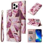 For iPhone 13 Pro Marble Bronzing Stitching Horizontal Flip PU Leather Case with Holder & Card Slots & Wallet & Photo Frame (Purple) - 1