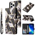 For iPhone 13 Pro Max Marble Bronzing Stitching Horizontal Flip PU Leather Case with Holder & Card Slots & Wallet & Photo Frame (Black) - 1