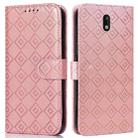 For Nokia 1.3 Embossed Big Small Concentric Squares Pattern Horizontal Flip Leather Case with Card Slot & Holder & Wallet(Pink) - 1