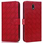 For Nokia 1.3 Embossed Big Small Concentric Squares Pattern Horizontal Flip Leather Case with Card Slot & Holder & Wallet(Red) - 1