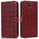 For Nokia 1.3 Embossed Big Small Concentric Squares Pattern Horizontal Flip Leather Case with Card Slot & Holder & Wallet(Brown) - 1