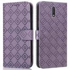 For Nokia 2.3 Embossed Big Small Concentric Squares Pattern Horizontal Flip Leather Case with Card Slot & Holder & Wallet(Purple) - 1