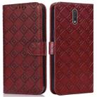 For Nokia 2.3 Embossed Big Small Concentric Squares Pattern Horizontal Flip Leather Case with Card Slot & Holder & Wallet(Brown) - 1