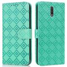 For Nokia 2.3 Embossed Big Small Concentric Squares Pattern Horizontal Flip Leather Case with Card Slot & Holder & Wallet(Green) - 1